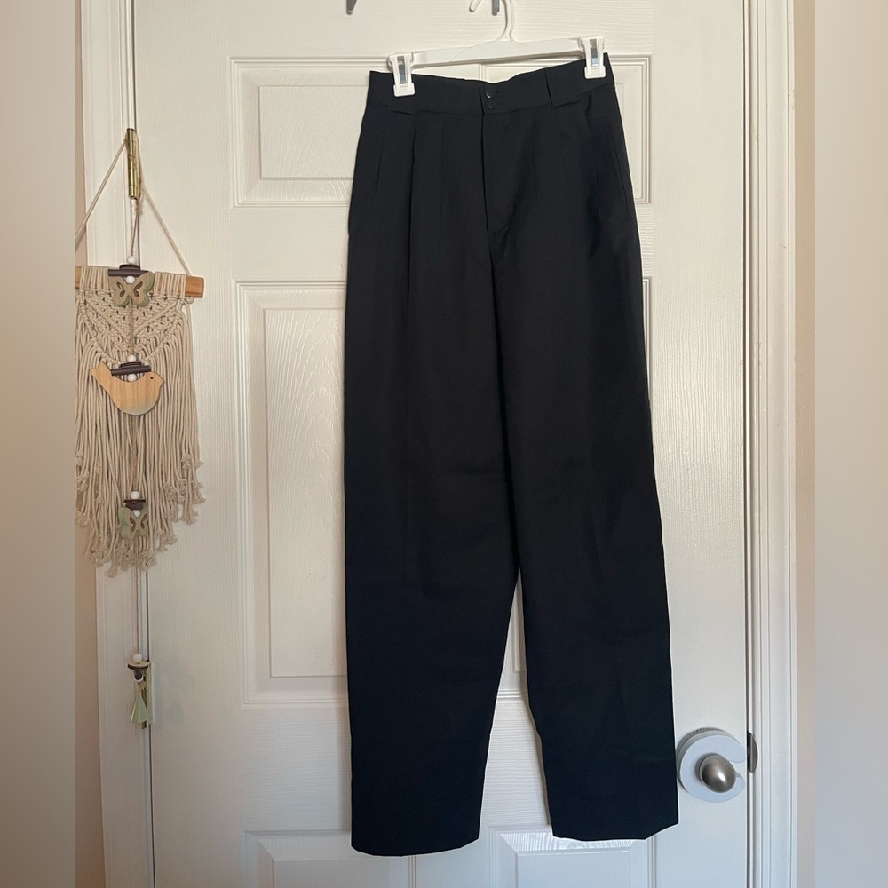 Giorgio Sant Angelo Pure Merino Wool Dress Pants Black Women's 6Trousers Vintage